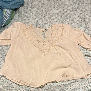 Old Navy Orange Pink Embellished Bib Collar Blouse